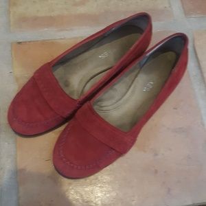 Red suede flats